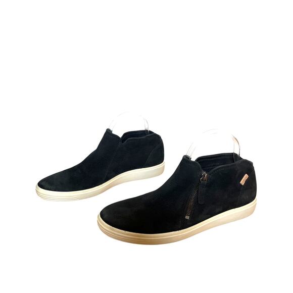 Ecco Shoes - ECCO Womens Soft 7 Nubuck Suede Leather Zip Bootie Black Size 10 Comfort Sneaker